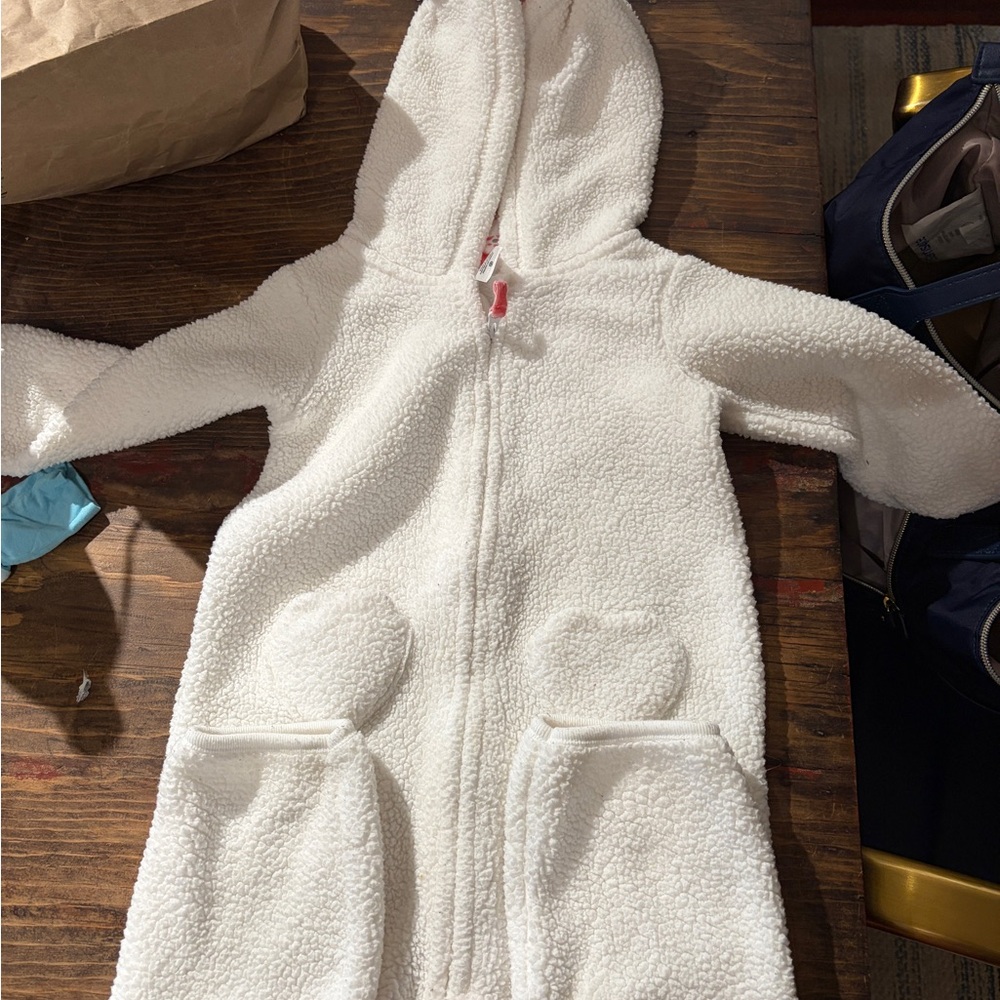 Cozy White Sherpa baby onesie size 18 month